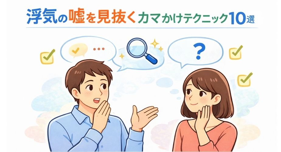 浮気の嘘を見抜くカマかけテクニックを表したイラスト
