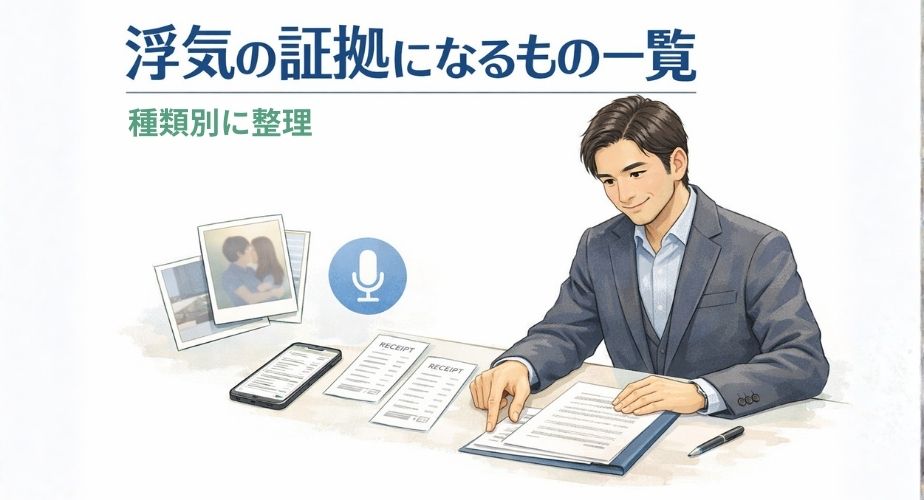 浮気の証拠になるものを種類別にまとめたイメージ画像