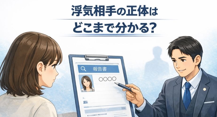 浮気相手の氏名や住所などが明らかになる様子を表現したイラスト