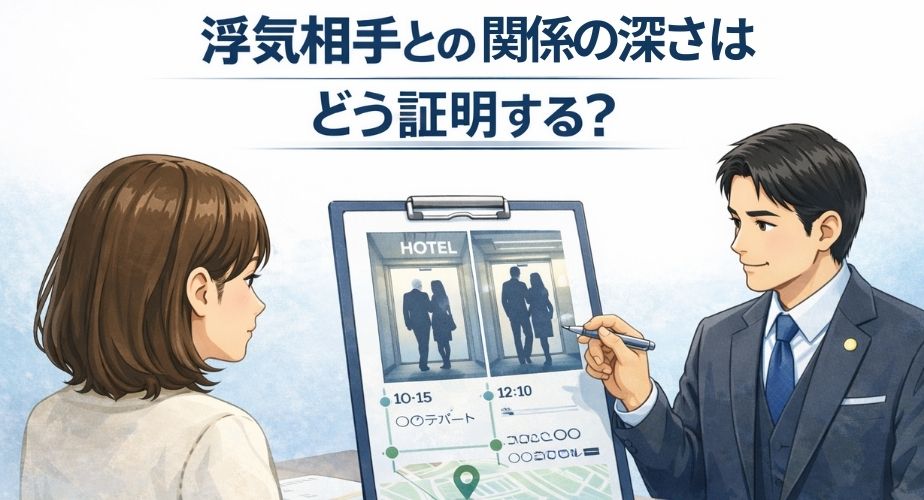 浮気の関係の深さを証拠で証明するイメージイラスト