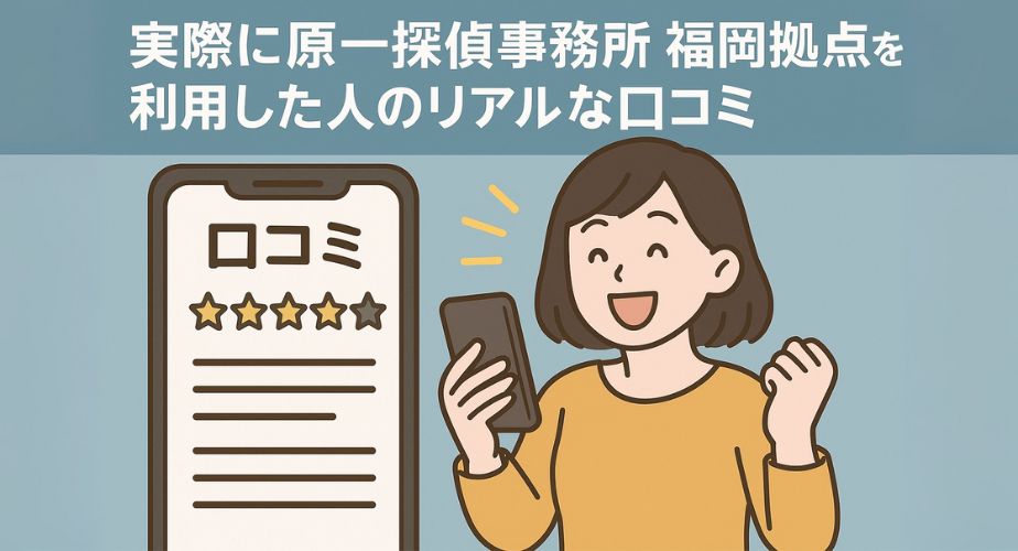 原一探偵事務所のリアルな口コミをスマホでチェックするイメージ