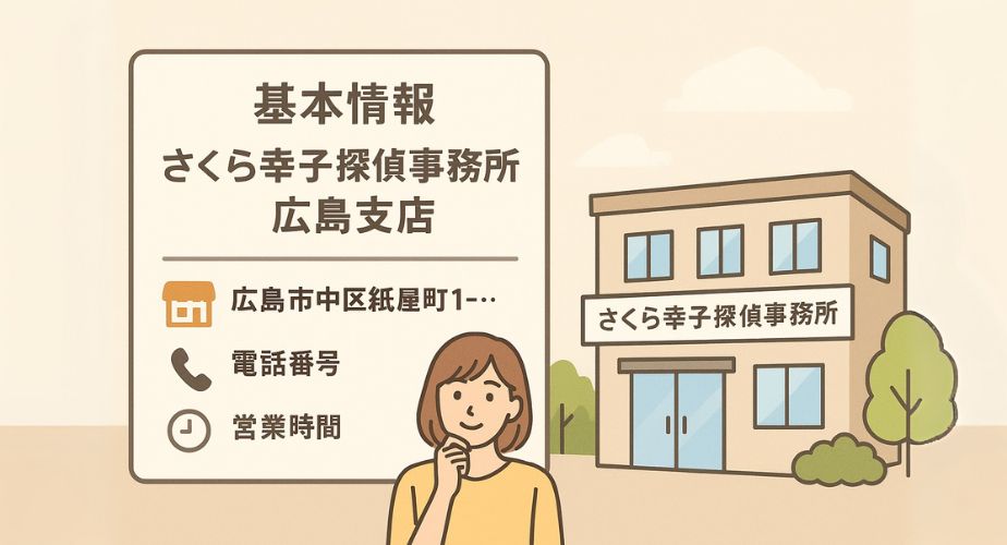 さくら幸子探偵事務所広島支店の所在地や基本情報を表した画像。
