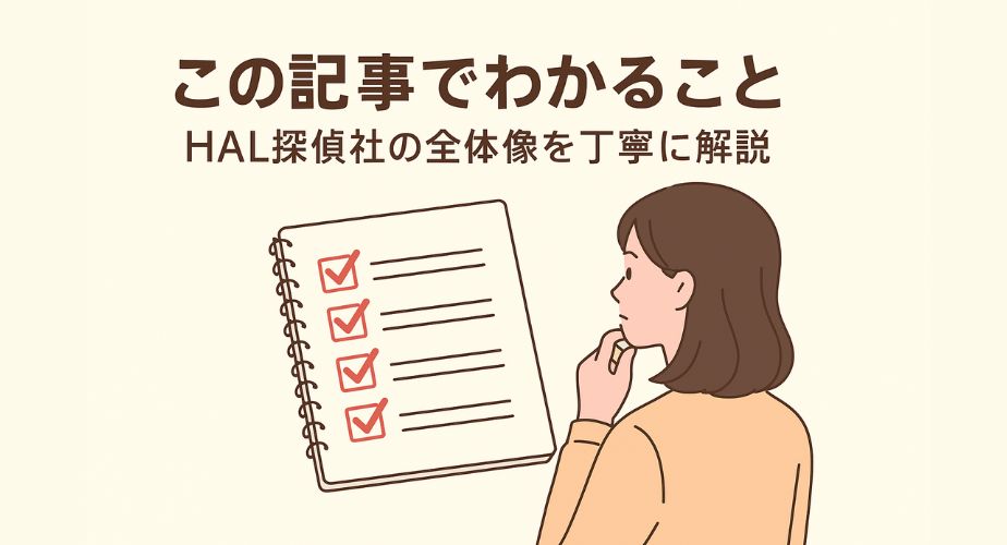 HAL探偵社のサービスや料金、口コミについてわかりやすくまとめたブログ記事の導入用画像