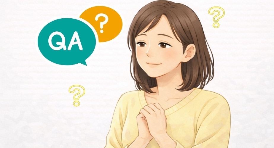 原一探偵事務所への相談前の疑問が解消されて安心する主婦のイラスト