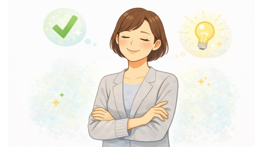 探偵事務所選びに納得した女性のイラスト