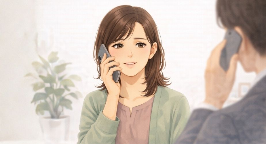 探偵社に相談している主婦のイラスト