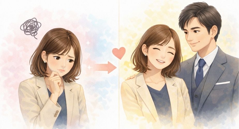 原一探偵事務所 新宿に依頼した人の体験談を表現した安心感のあるイラスト