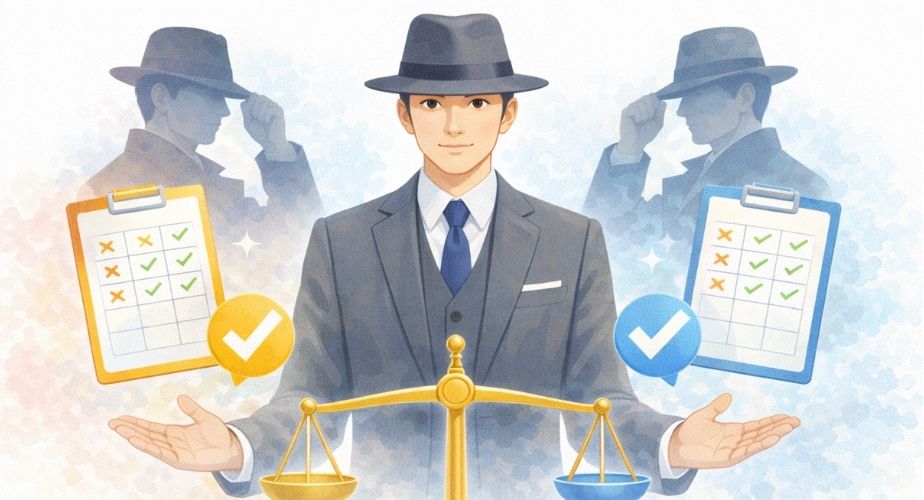 原一探偵事務所 新宿と他の探偵事務所を比較するイメージイラスト