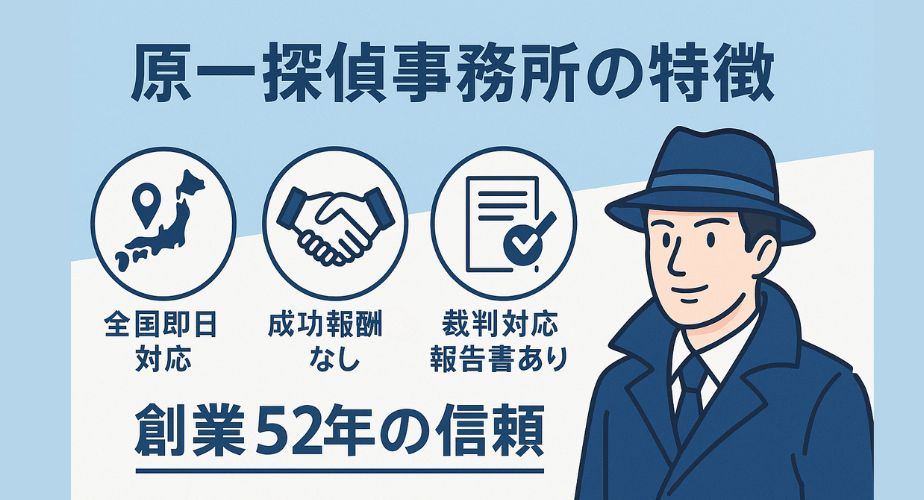 原一探偵事務所の全国対応・裁判報告書などの特徴