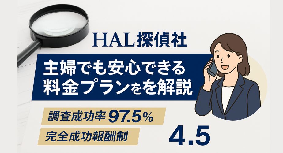 HAL探偵社の料金プラン解説｜主婦でも安心の完全成功報酬制・調査成功率97.5％