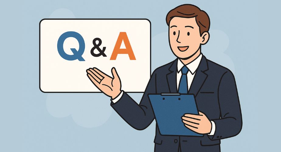 Q&Aに答えるやさしそうなスーツ姿の探偵