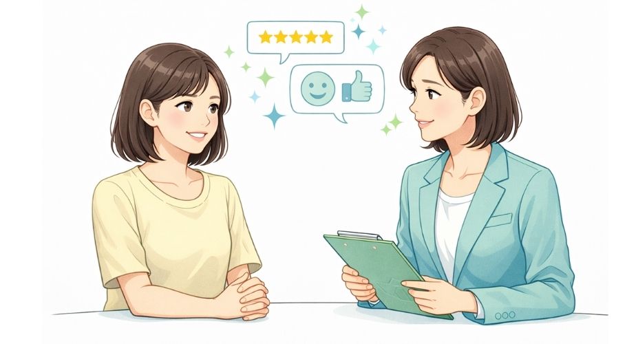 そよかぜ探偵事務所東京本店の良い口コミや高評価を表現したイメージイラスト