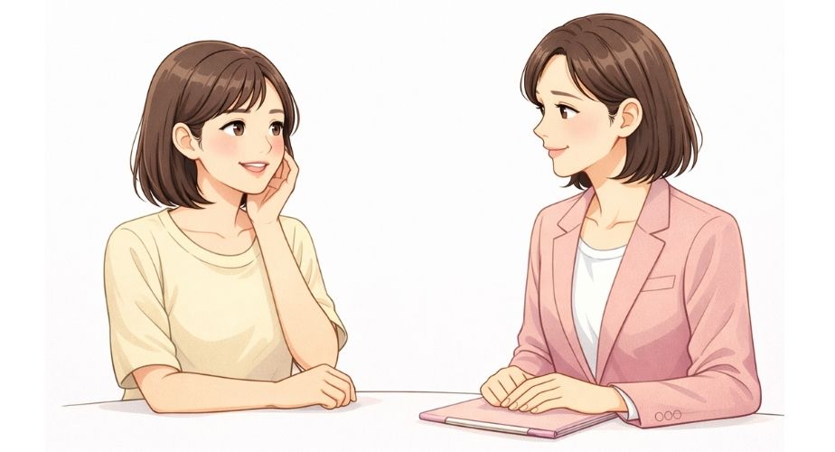 そよかぜ探偵事務所が主婦から支持される理由を表した相談シーンのイラスト