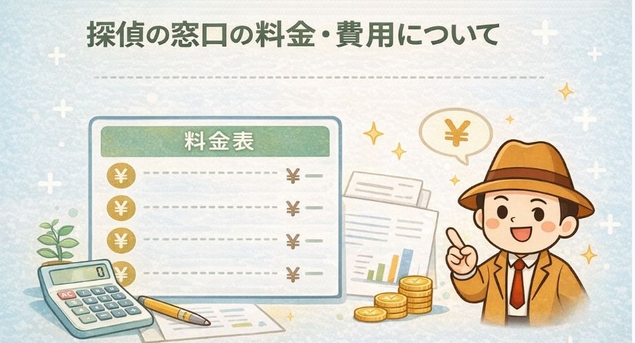 探偵の窓口の料金や費用について説明するイメージイラストのアイキャッチ画像