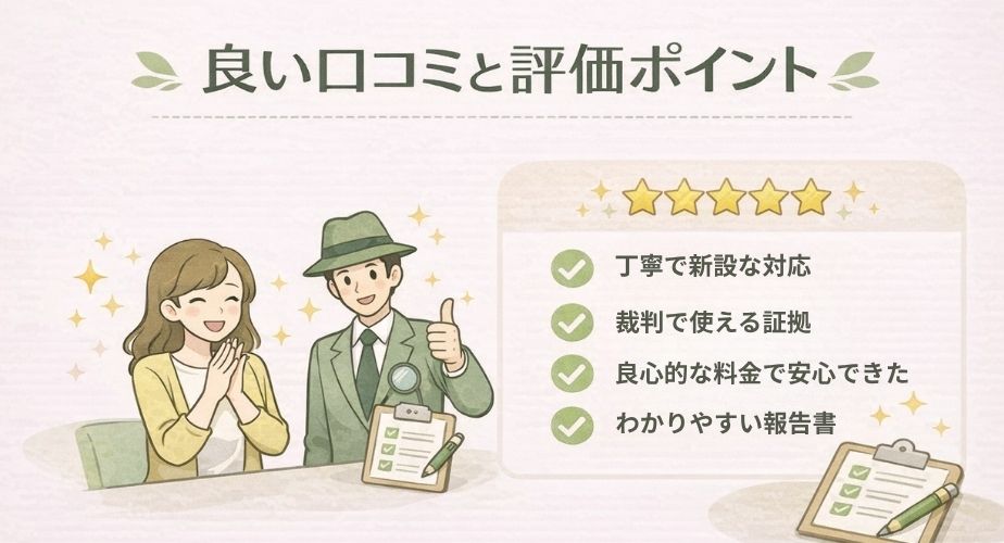 CORE探偵事務所の良い口コミ・評価点