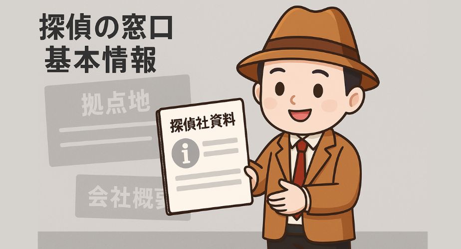 探偵の窓口の基本情報や概要を伝える公式っぽいデザインの画像