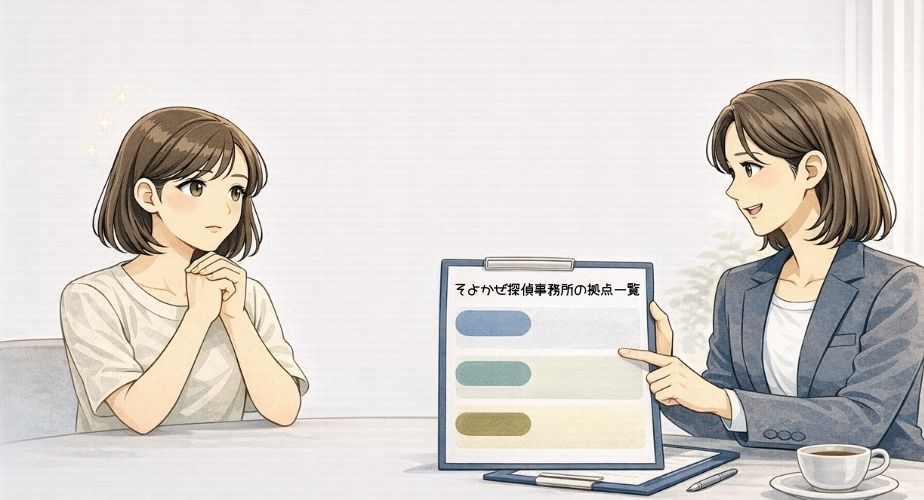 そよかぜ探偵事務所の拠点一覧と役割の違いを説明するイメージイラスト