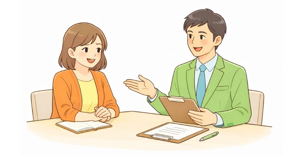 あい探偵の良い口コミや安心できた理由を表現した相談シーンのイラスト
