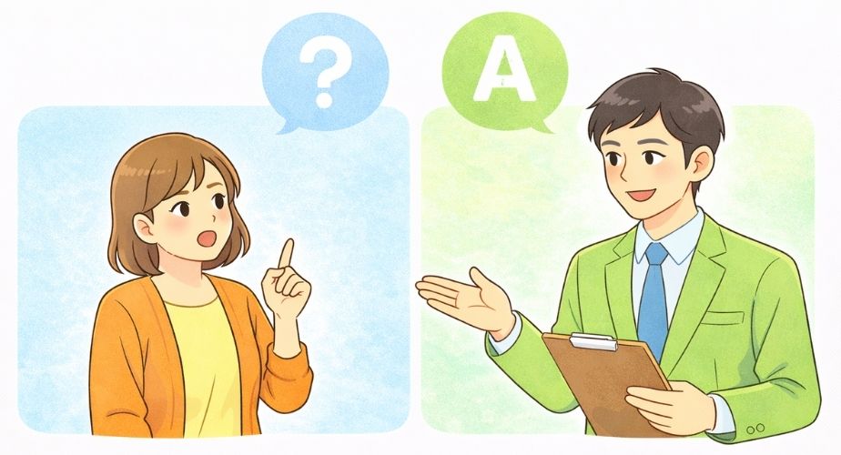 あい探偵のよくある質問に相談員が答えているイメージイラスト