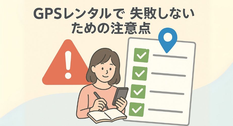 GPSレンタル利用時の注意点をチェックリストで示す画像