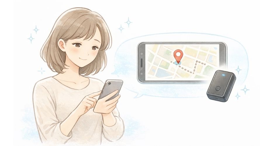 調査型GPSレンタル「イチロク」の特徴と安心感を伝えるイラスト