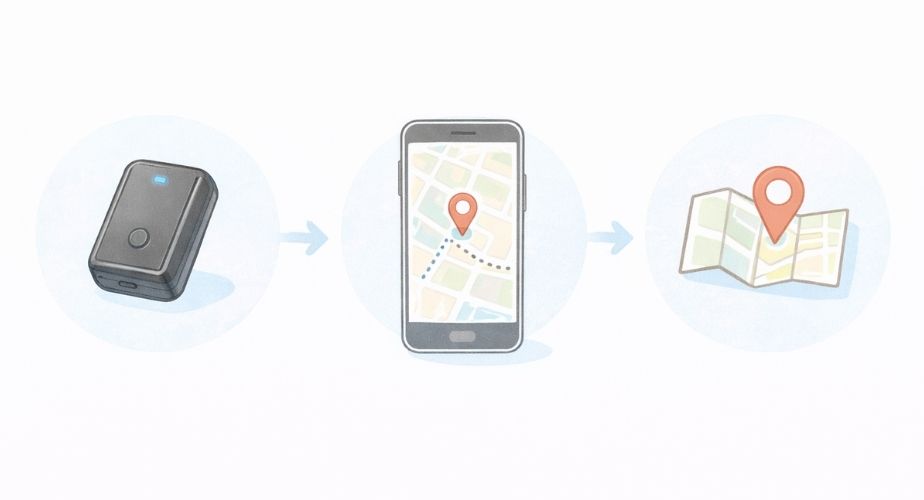 調査型GPSレンタル「イチロク」の機能や特徴をわかりやすく示したイラスト