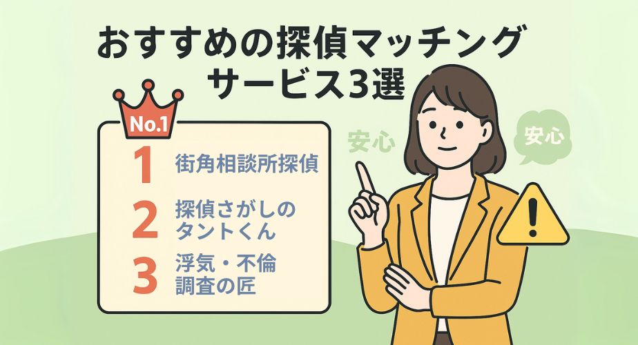 おすすめの探偵マッチングサービスを比較したイラスト