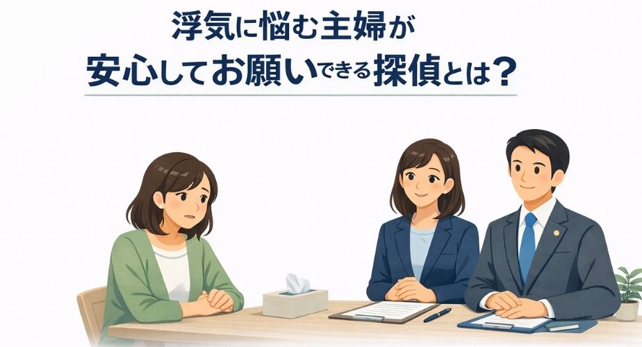 浮気に悩む主婦が安心して相談するイメージ画像