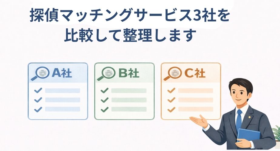 探偵マッチングサービス3社を比較するイメージ画像
