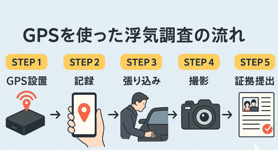 GPS調査の全体の流れをわかりやすく図解したイメージ