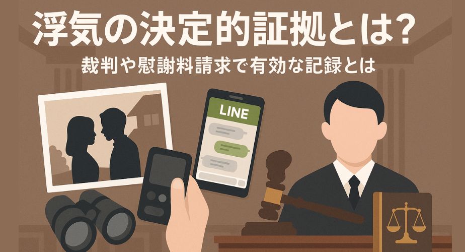 裁判や慰謝料請求に使える浮気の証拠と証明資料のイラスト