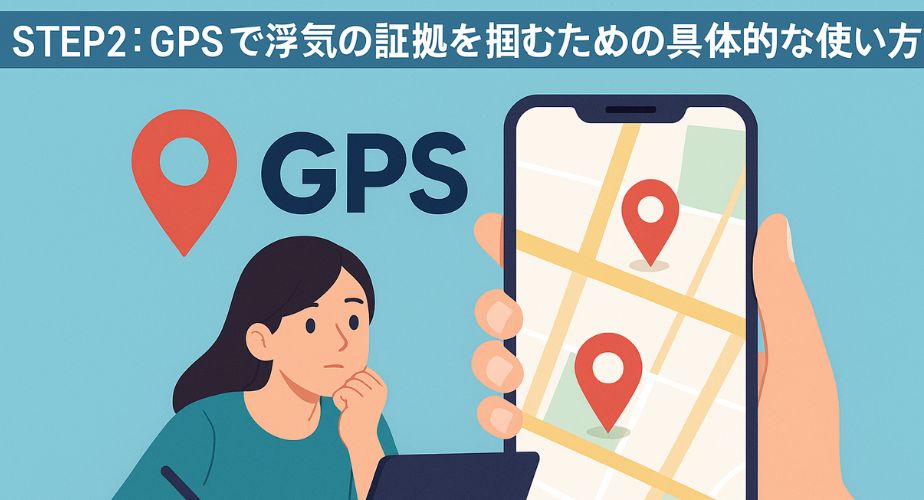 GPSを使って位置情報を確認するスマホ画面のイラスト