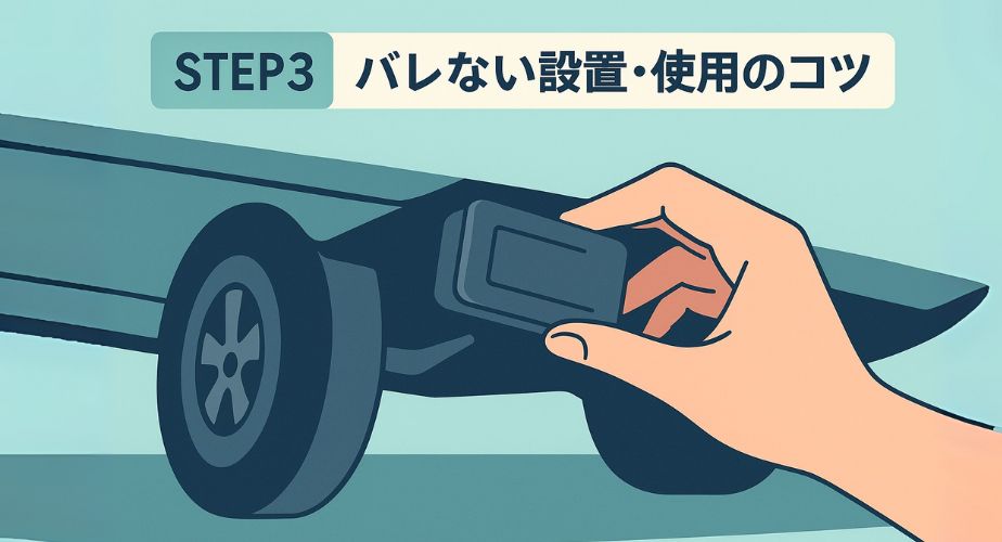 GPS機器を見つからないように慎重に扱うイメージ