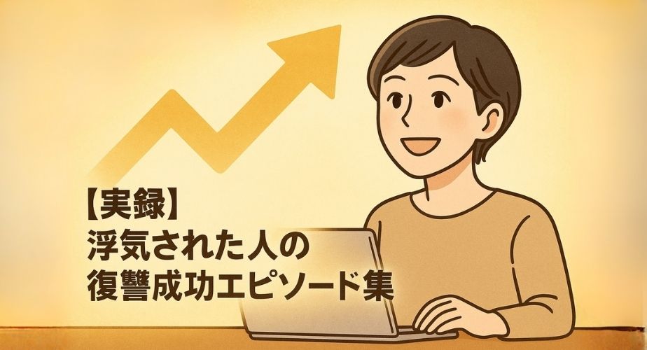 浮気から立ち直り、復讐を成功させた女性の笑顔のイラスト。前向きで希望を感じるデザイン。