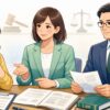 探偵業法について主婦が相談員と弁護士に相談しているイメージイラスト