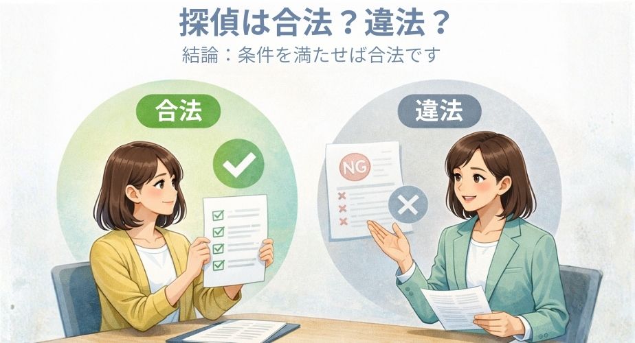 探偵業が条件を満たせば合法であることを示すイメージイラスト